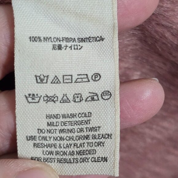 Free People Cardigan Womens XS Dusty Rose Fuzzy Faux Fur Open Front Pockets - Picture 5 of 12